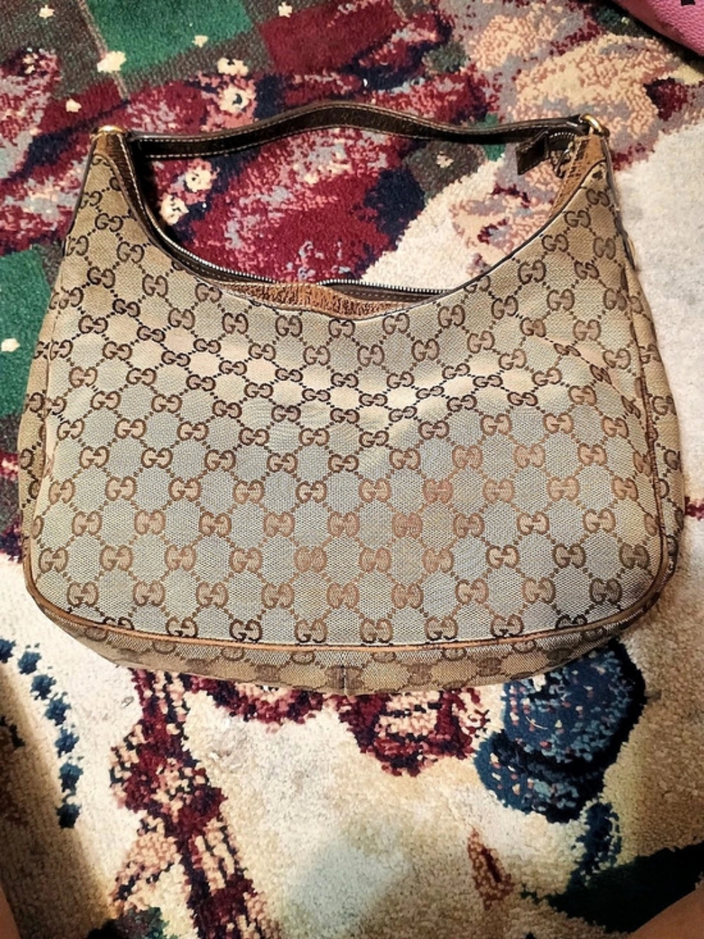 Gucci GG Monogram Canvas Hobo Shoulder Bag  Brown & Beige PROJECT-ISH (SoldAsIs)